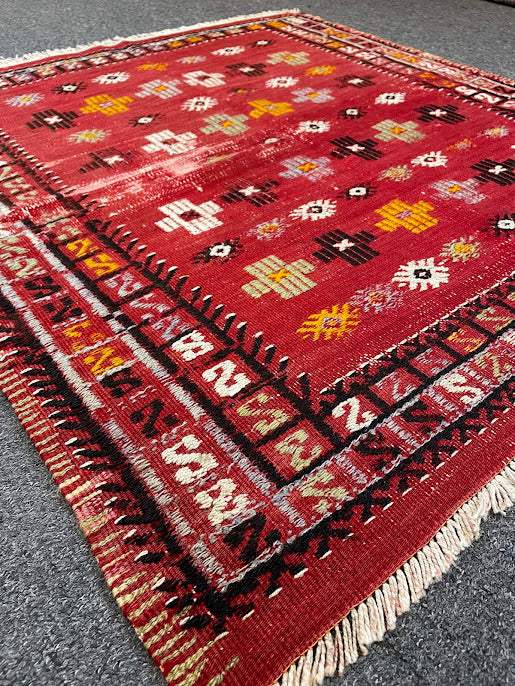 Vintage Square Turkish Cicim 3'3 x 3'4