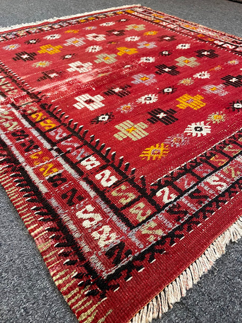 Vintage Square Turkish Cicim 3'3 x 3'4