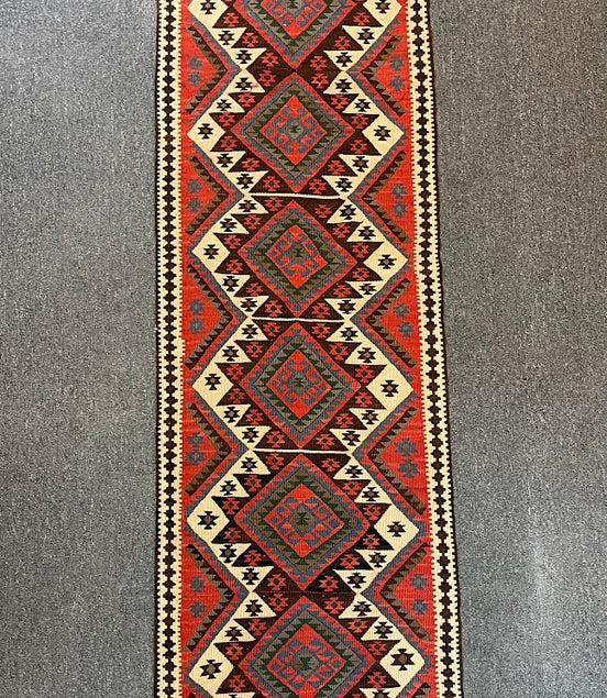 Turkish Geometric Kilim Mini Runner 2'2 x 6'8