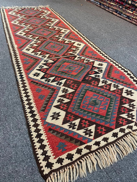 Turkish Geometric Kilim Mini Runner 2'2 x 6'8