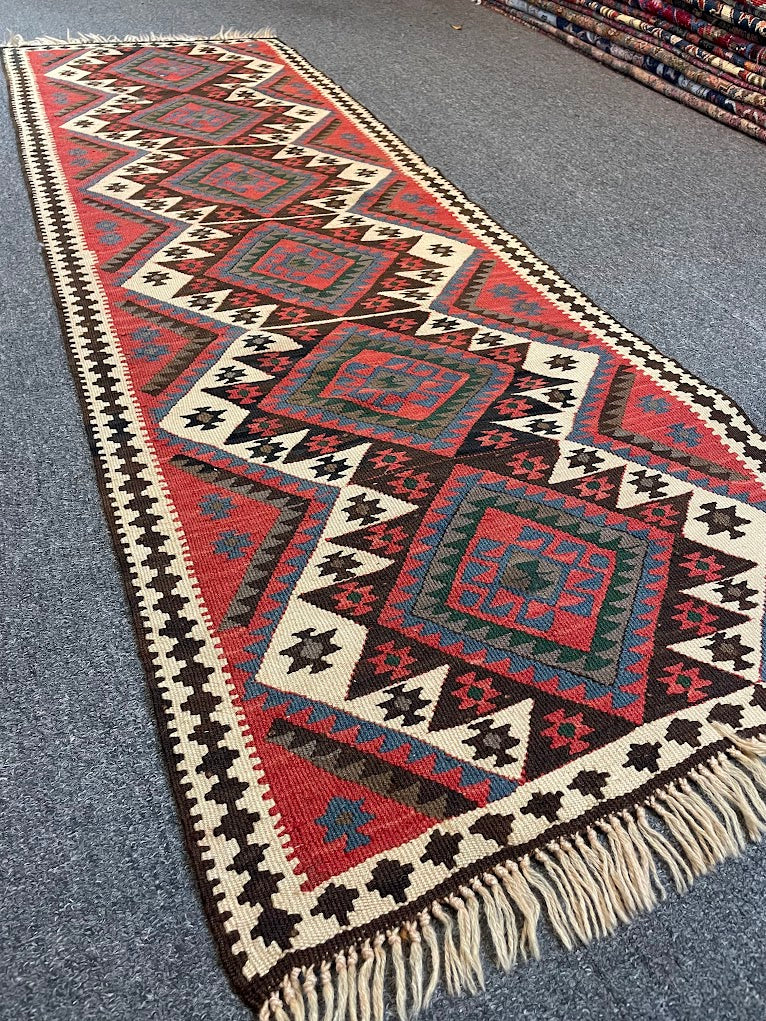 Turkish Geometric Kilim Mini Runner 2'2 x 6'8