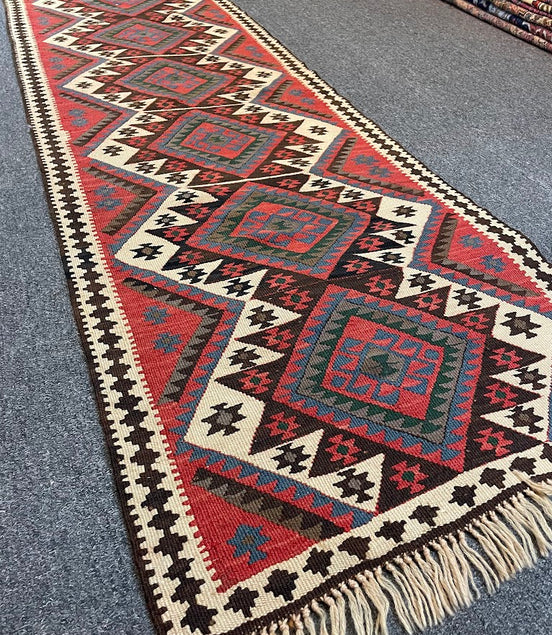 Turkish Geometric Kilim Mini Runner 2'2 x 6'8