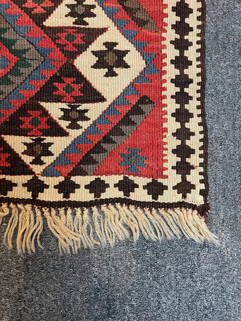 Turkish Geometric Kilim Mini Runner 2'2 x 6'8