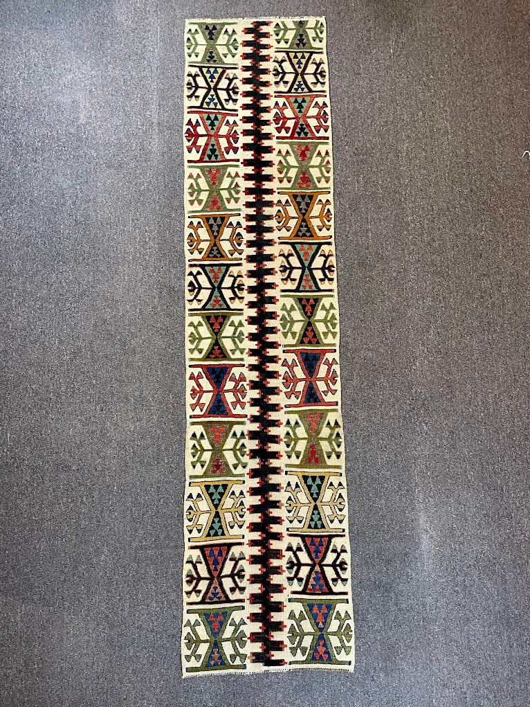 Geometric Turkish Kilim Runner 1'9 x 7'5