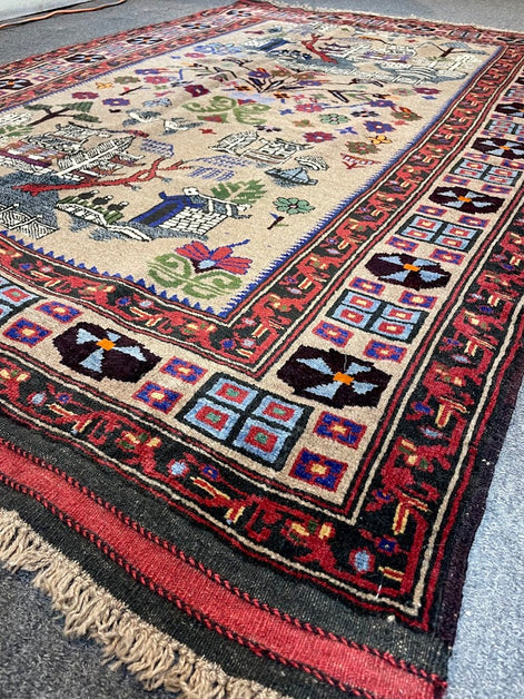 Afghan Baluch Village 4'4 x 6'2