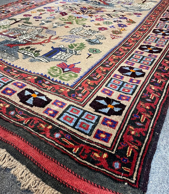 Afghan Baluch Village 4'4 x 6'2