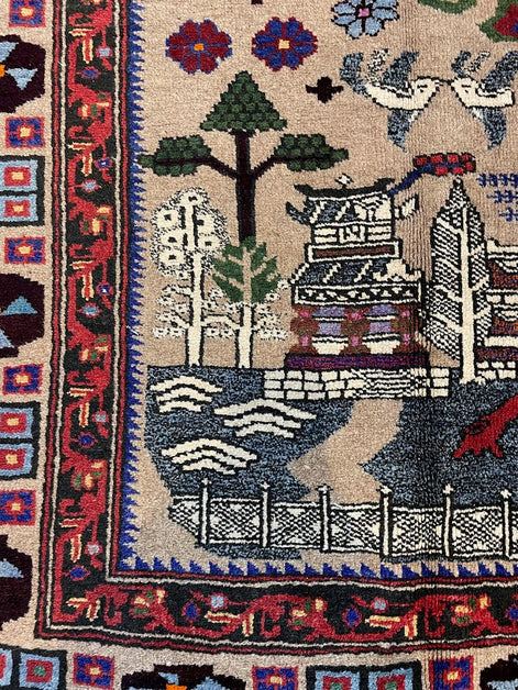 Afghan Baluch Village 4'4 x 6'2