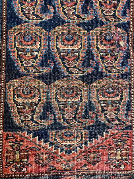 Antique Caucasian Paisley Leaf 2'9 x 12'7