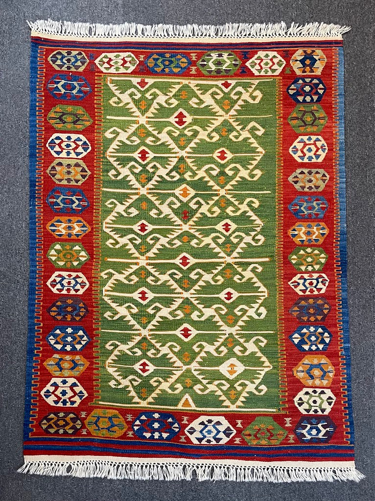 Turkish Nuzumlu Kilim 3'7 x 4'11