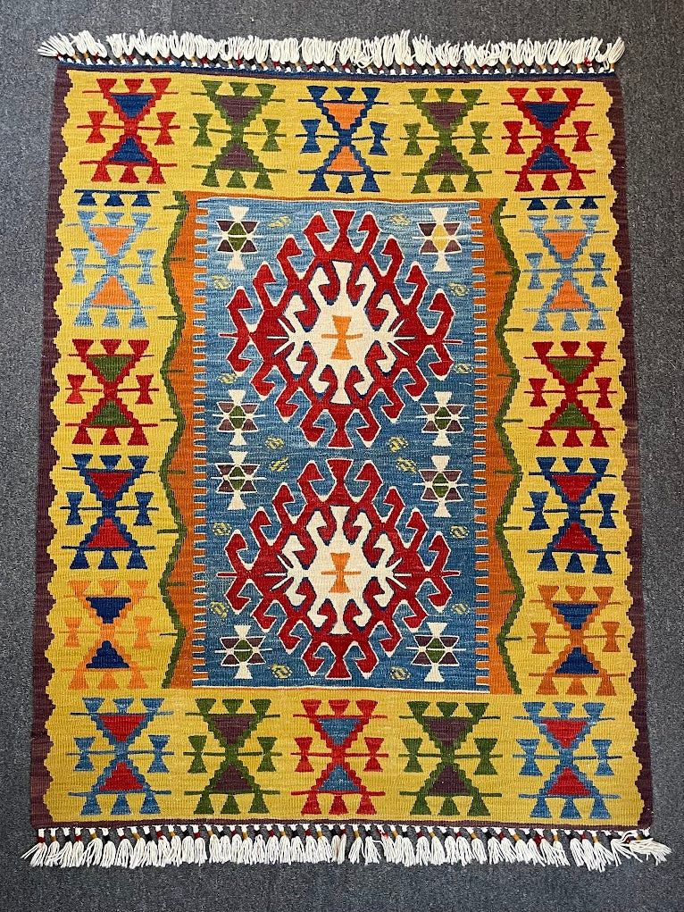 Turkish Nuzumlu Kilim 3'7 x 4'9