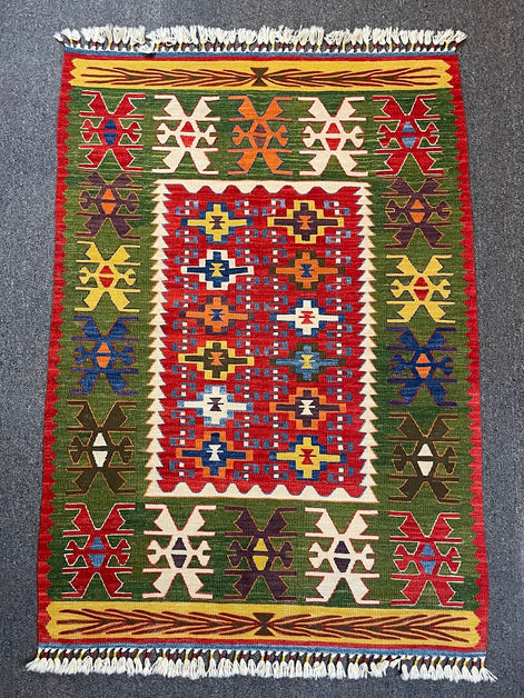 Turkish Nuzumlu Kilim 3'4 x 4'10