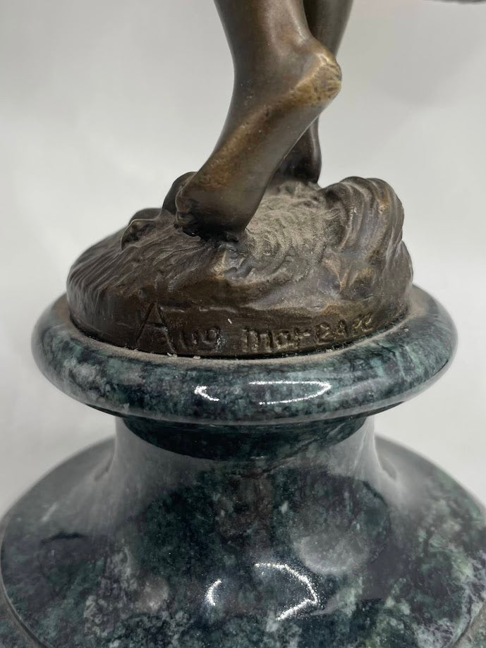 Antique Moreu Girl with Baskets Sculpture