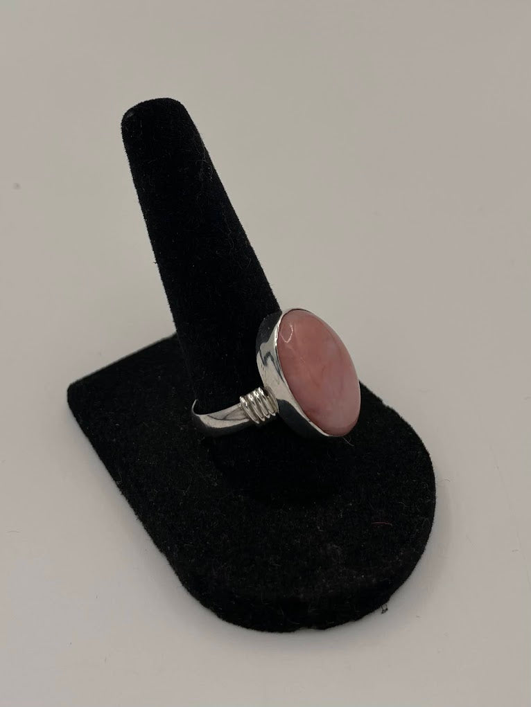 Pink Moonstone Silver Ring