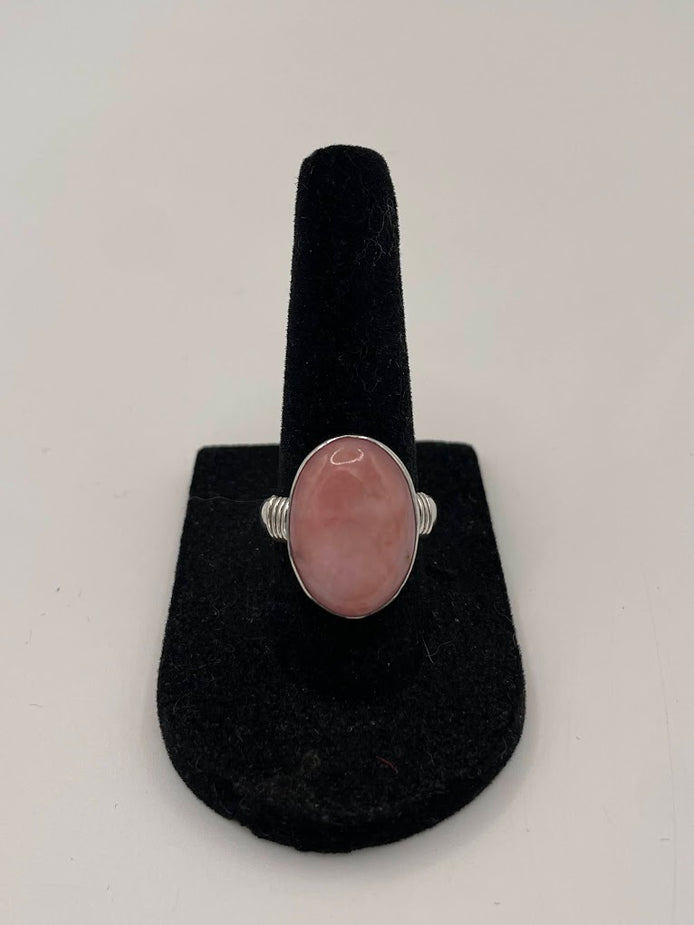 Pink Moonstone Silver Ring
