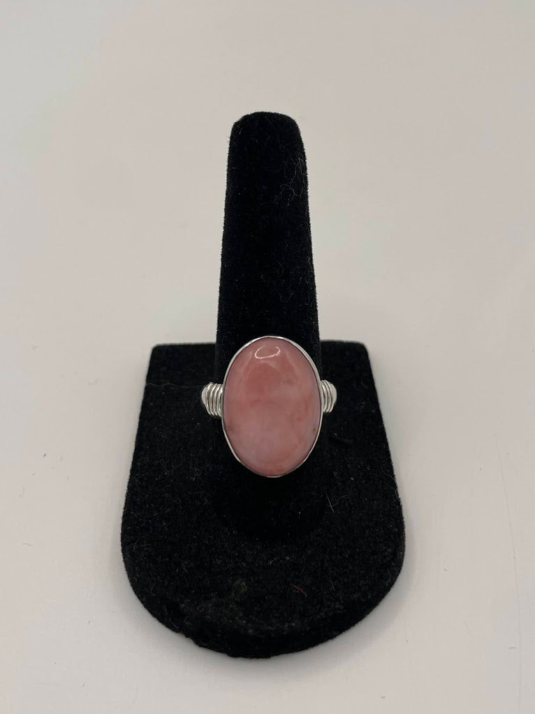 Pink Moonstone Silver Ring