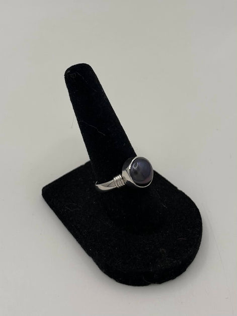 Black Pearl Silver Ring