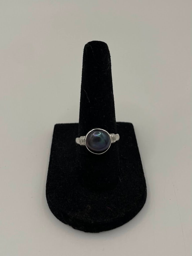 Black Pearl Silver Ring
