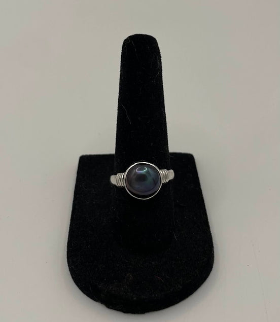 Black Pearl Silver Ring