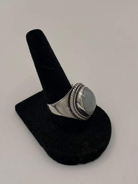 White Moonstone Silver Ring