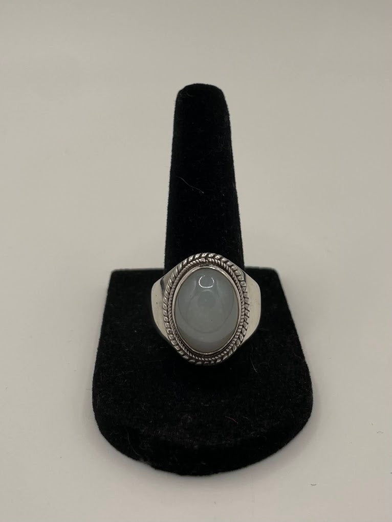 White Moonstone Silver Ring