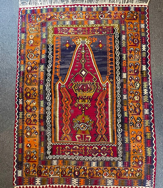 Turkish Kayseri Prayer Kilim 4'4 x 6'0