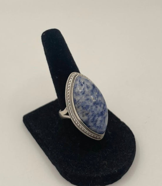 Blue Spot Jasper Silver Ring