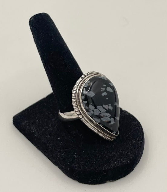 Snowflake Obsidian Silver Ring