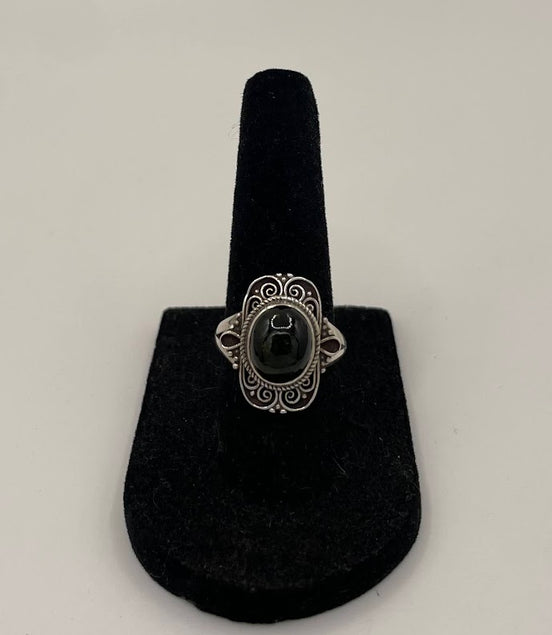 Green Tourmaline Silver Ring