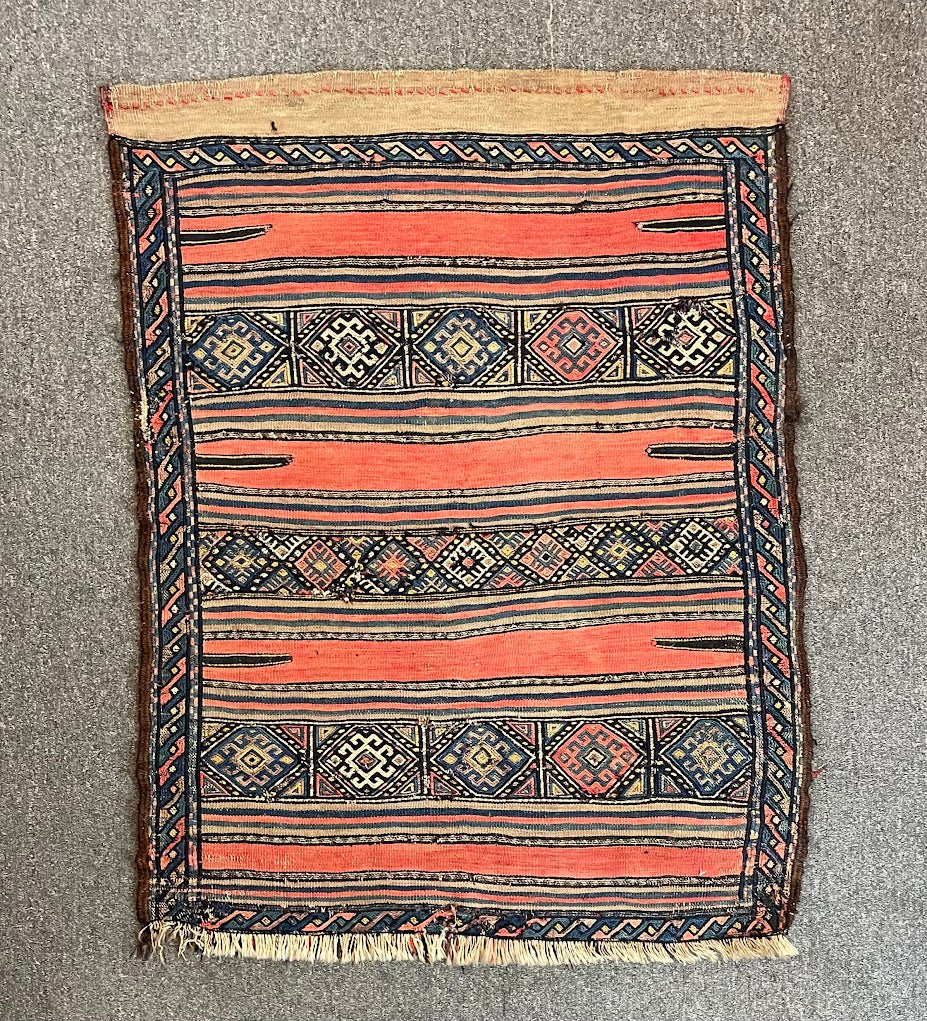 Antique Turkish Cicim Grain Bag Mini Rug 2'8 x 3'5