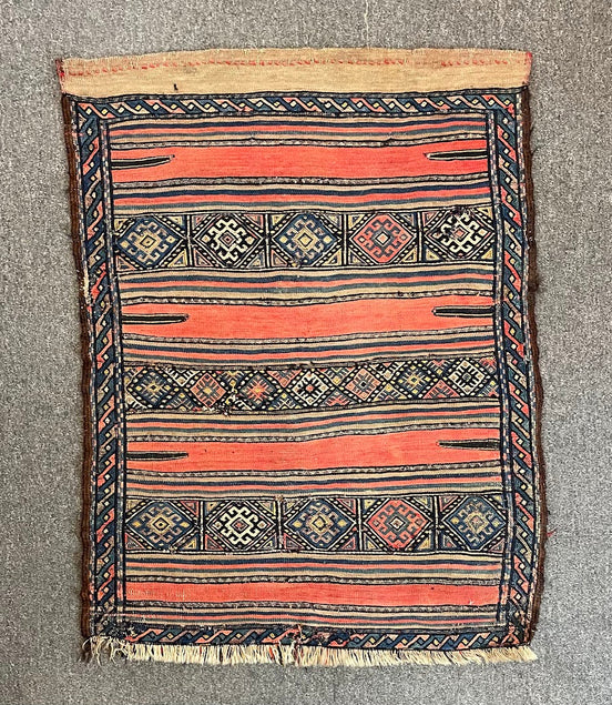 Antique Turkish Cicim Grain Bag Mini Rug 2'8 x 3'5