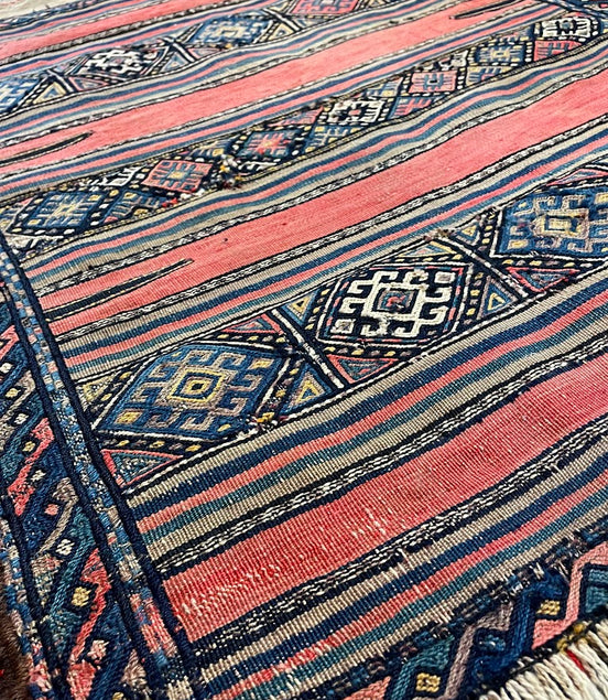 Antique Turkish Cicim Grain Bag Mini Rug 2'8 x 3'5