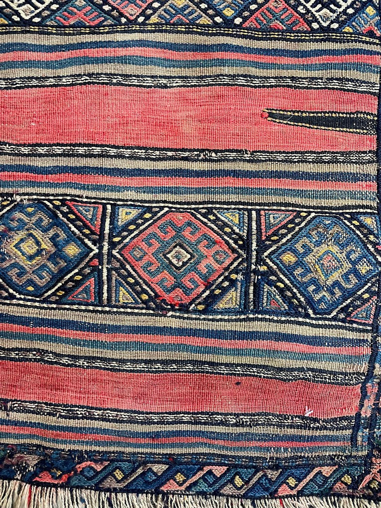 Antique Turkish Cicim Grain Bag Mini Rug 2'8 x 3'5