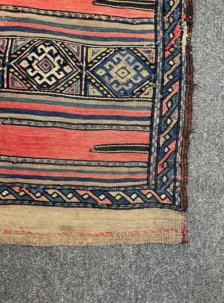Antique Turkish Cicim Grain Bag Mini Rug 2'8 x 3'5
