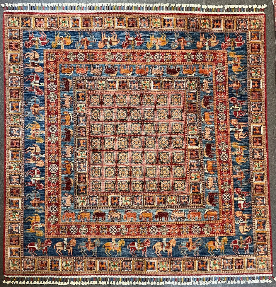 Afghan Pazyryk 6'11 x 6'11 – Woven History & Silk Road