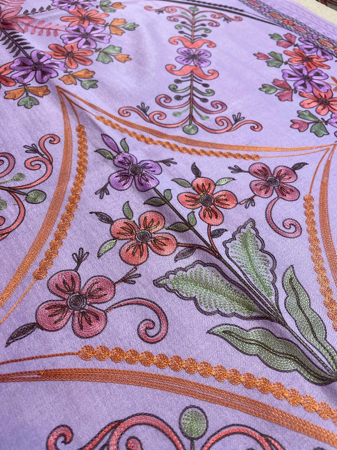 Kashmiri Silk/Cashmere Embroidered Scarf