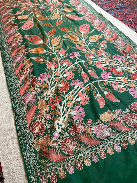 Kashmiri Silk/Cashmere Embroidered Scarf
