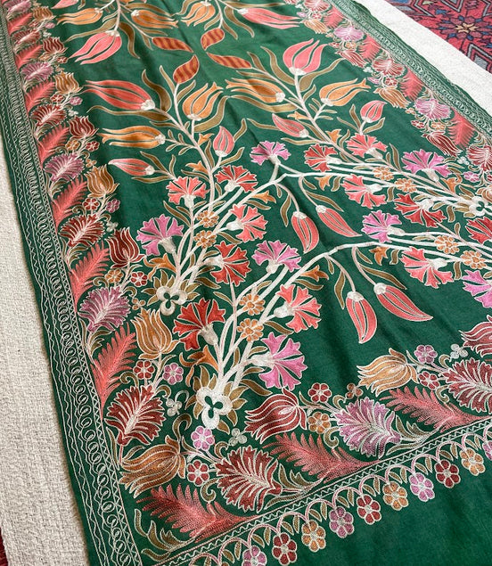 Kashmiri Silk/Cashmere Embroidered Scarf