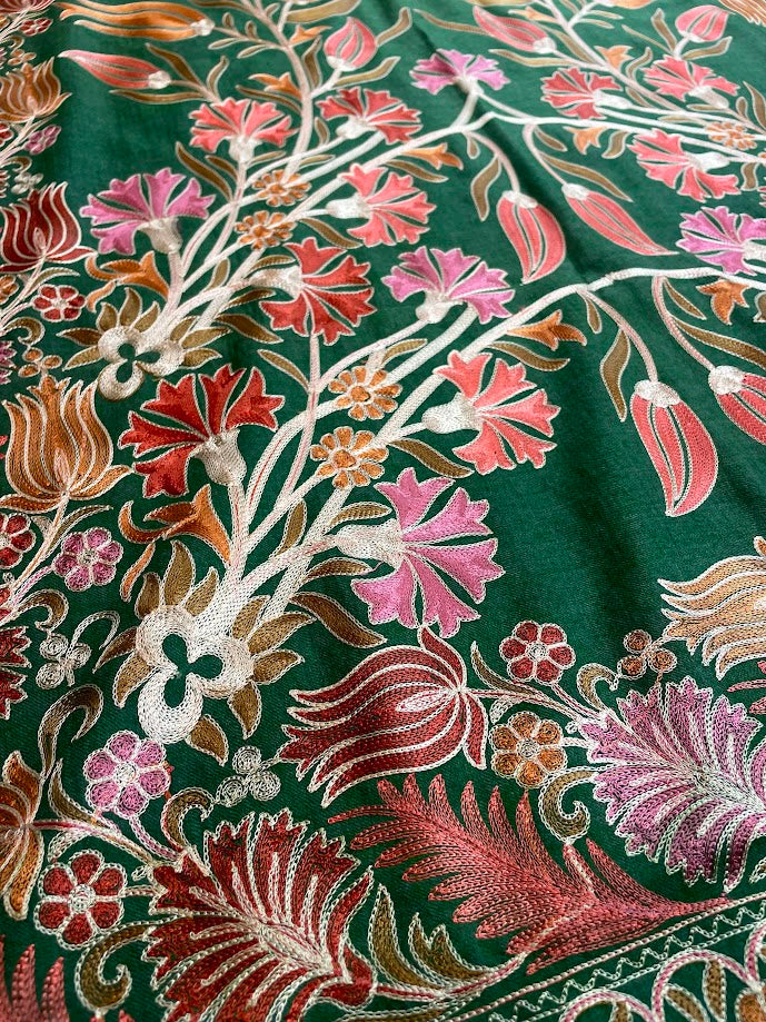 Kashmiri Silk/Cashmere Embroidered Scarf