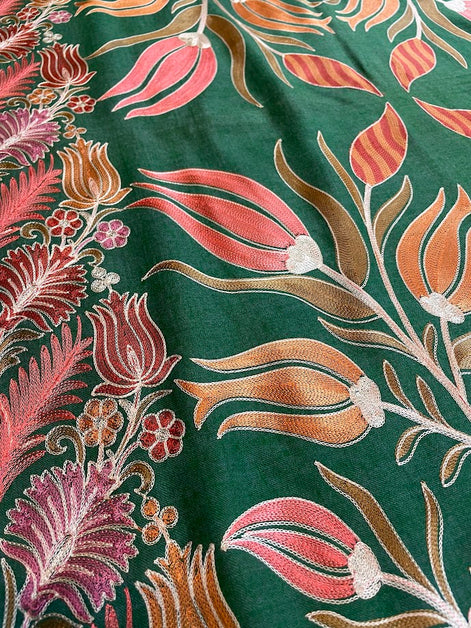 Kashmiri Silk/Cashmere Embroidered Scarf