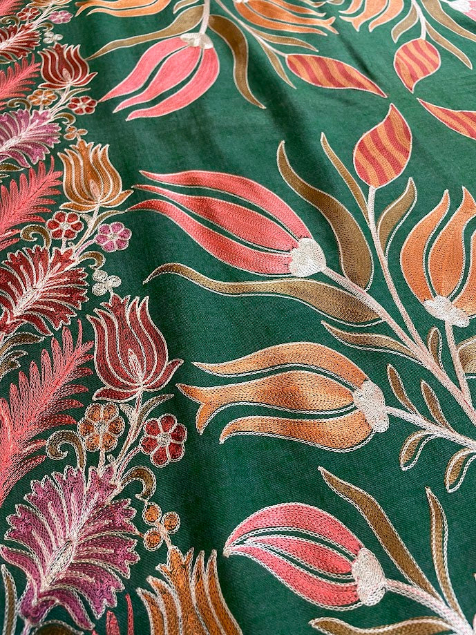 Kashmiri Silk/Cashmere Embroidered Scarf