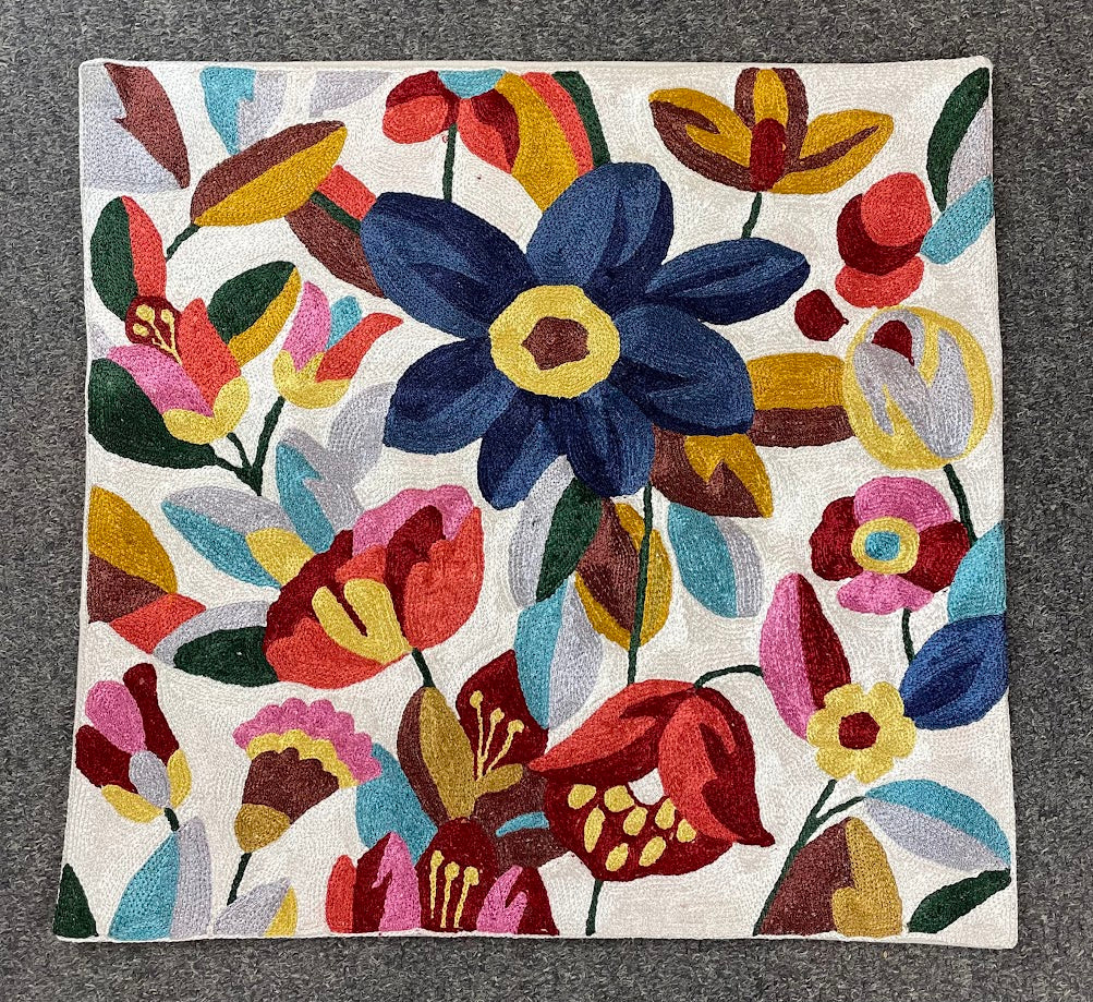 Floral Kasmiri Silk Pillow 18x18
