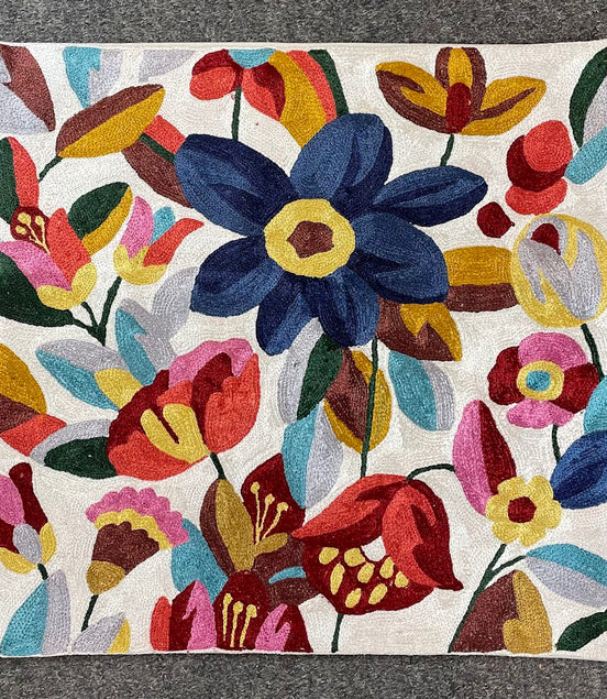 Floral Kasmiri Silk Pillow 18x18