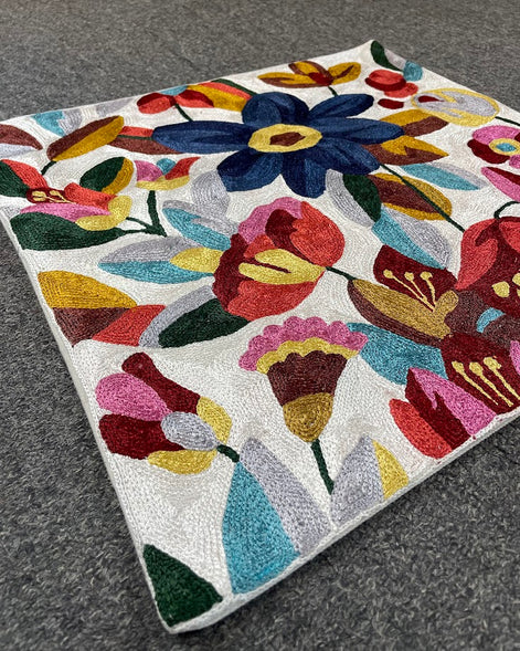 Floral Kasmiri Silk Pillow 18x18