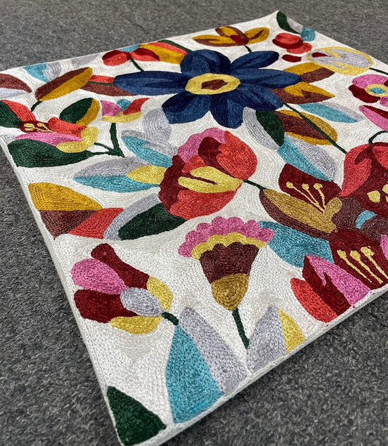 Floral Kasmiri Silk Pillow 18x18