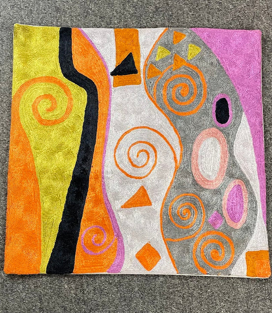 Abstract Kashmiri Silk Pillow 18x18