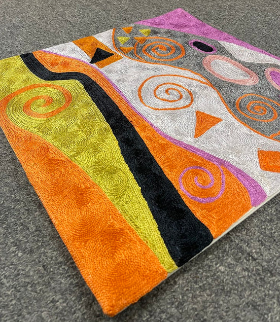 Abstract Kashmiri Silk Pillow 18x18