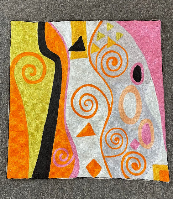Abstract Kashmiri Silk Pillow 18x18