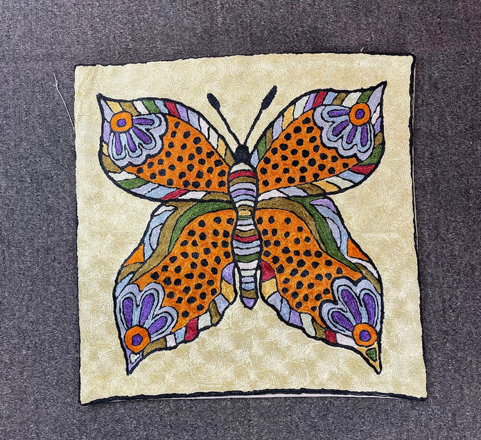 Butterfly Kashmiri Silk Pillow 18x18
