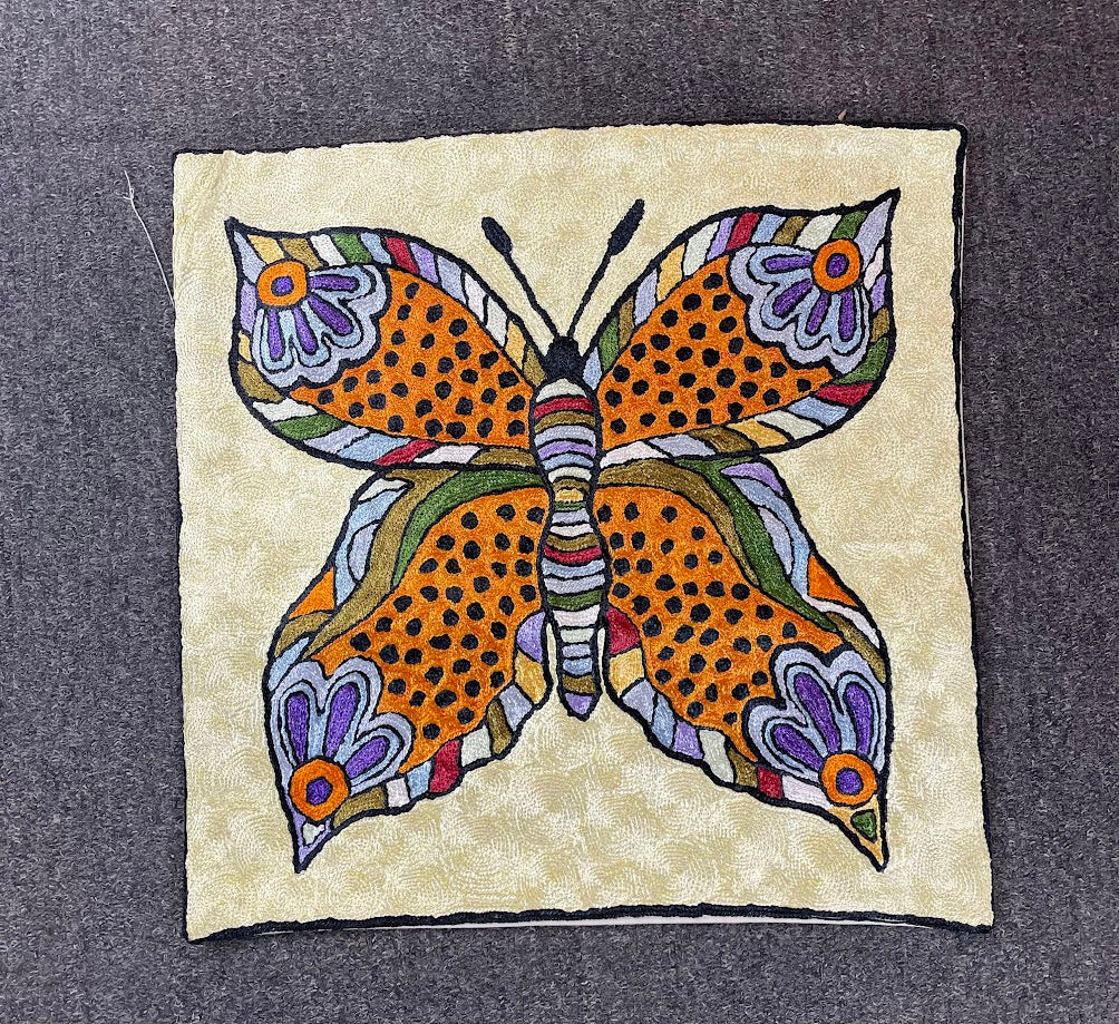 Butterfly Kashmiri Silk Pillow 18x18