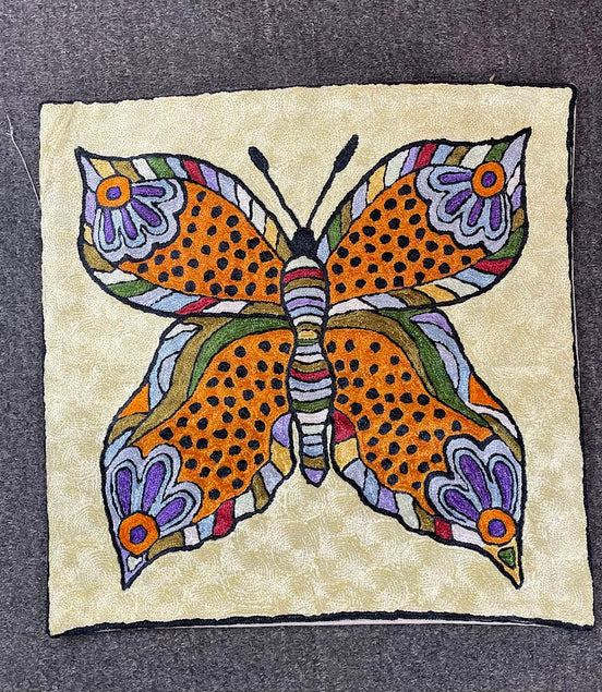 Butterfly Kashmiri Silk Pillow 18x18